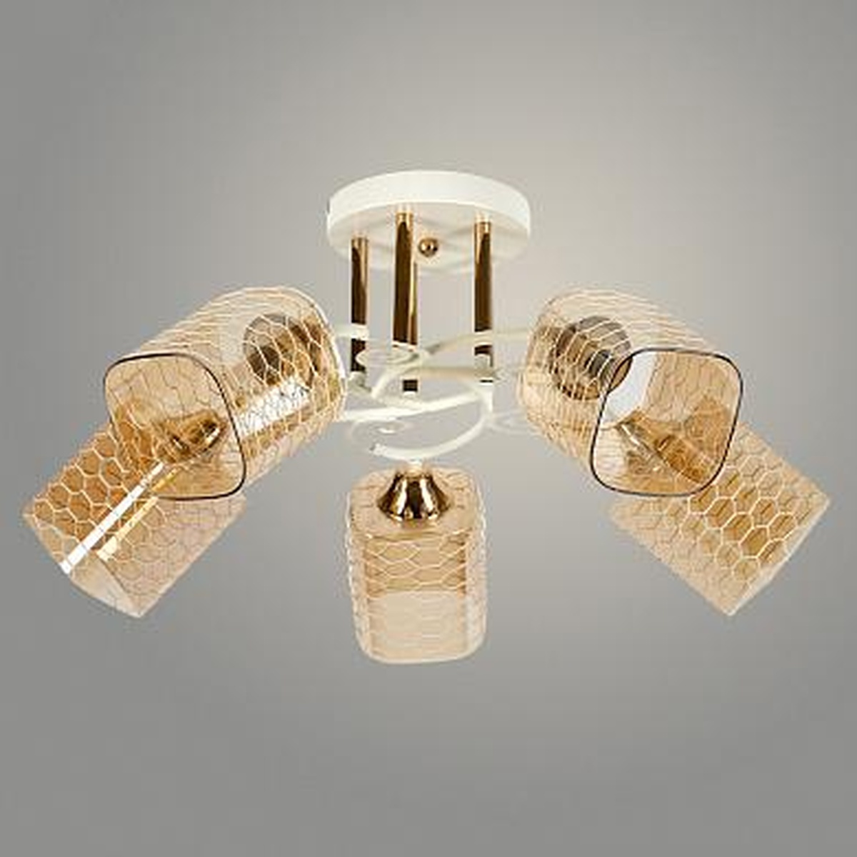 Люстра 32532/5 WT+FGD белый/золото 5х40W E27 d580 h260
