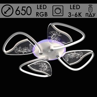 Люстра MX77413/4 WH белый LED 112W+18W RGB3000-6000K d650 h 80 ПДУ диммер, OLY23
