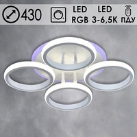Люстра DK5855/4 WT белый 72+6.5W LED 3000-6500K RGD d430 ПДУ диммер , HN21