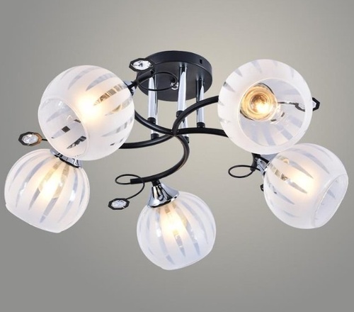Люстра XA1259B/5 BK+CR черный/хром 5х60W E27 d540 h240, HN21