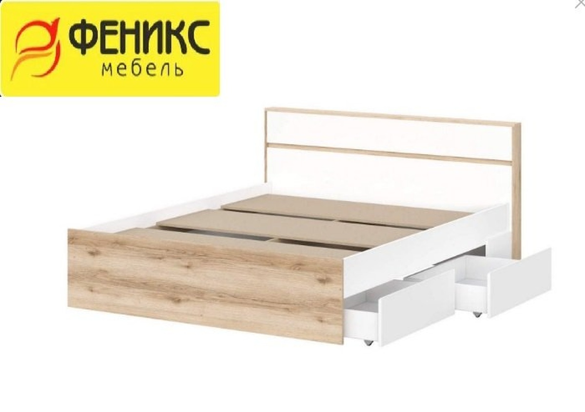 Модульная система "Брауни" Кровать Дуб делано/Белый