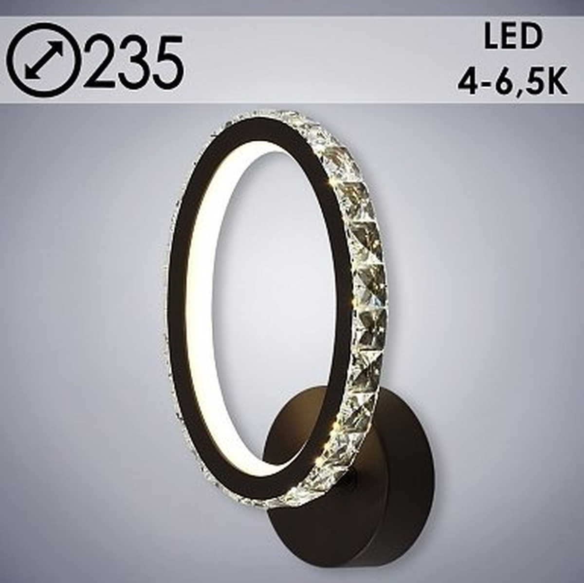 Бра DK5860/1 WT COF кофе 34W LED 4000-6500K d235, crst HN21