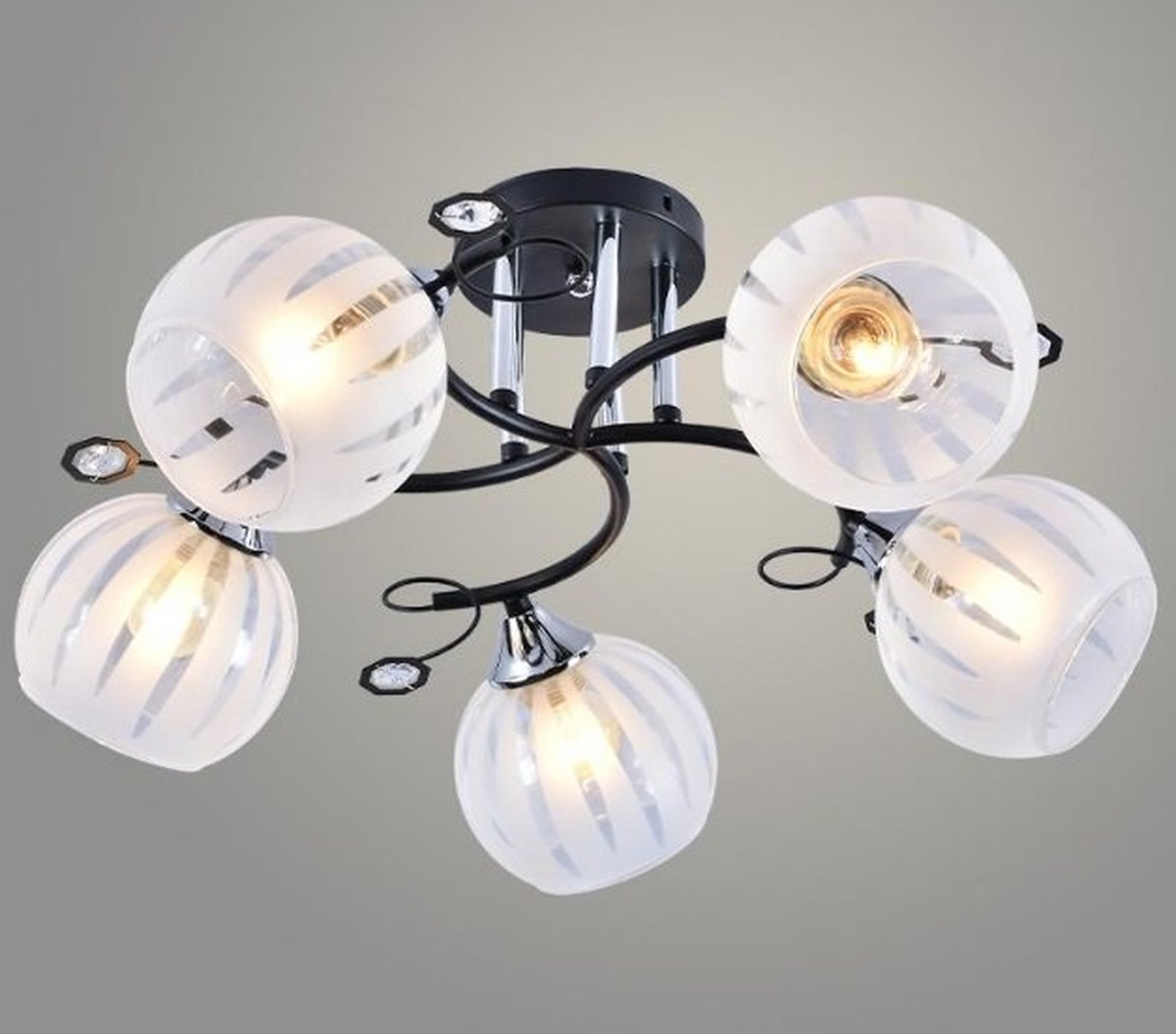 Люстра XA1259B/5 BK+CR черный/хром 5х60W E27 d540 h240, HN21