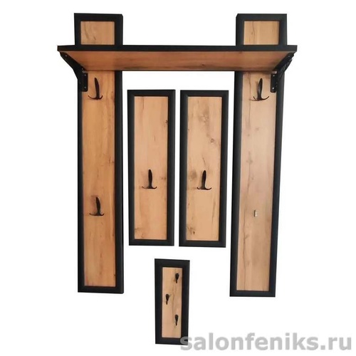 Вешалка "Афина 6" Дуб Вотан / МДФ Черный