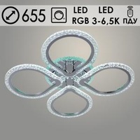 Люстра LI08422/4A PR CR хром 88W+7W LED RGB 3000-6500K d655 ПДУ диммер, HN22