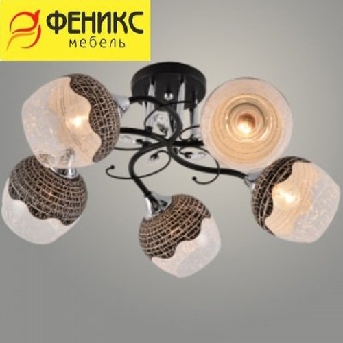 Люстра XA1524A/5 BK+CR черный/хром 5х60W E27 d580 h250, HN23