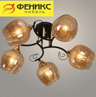 Люстра 11295-9/5 черный/золото НПБ 01-5х60-155 Е27 5x60W Е27 d501 h253, 1005405