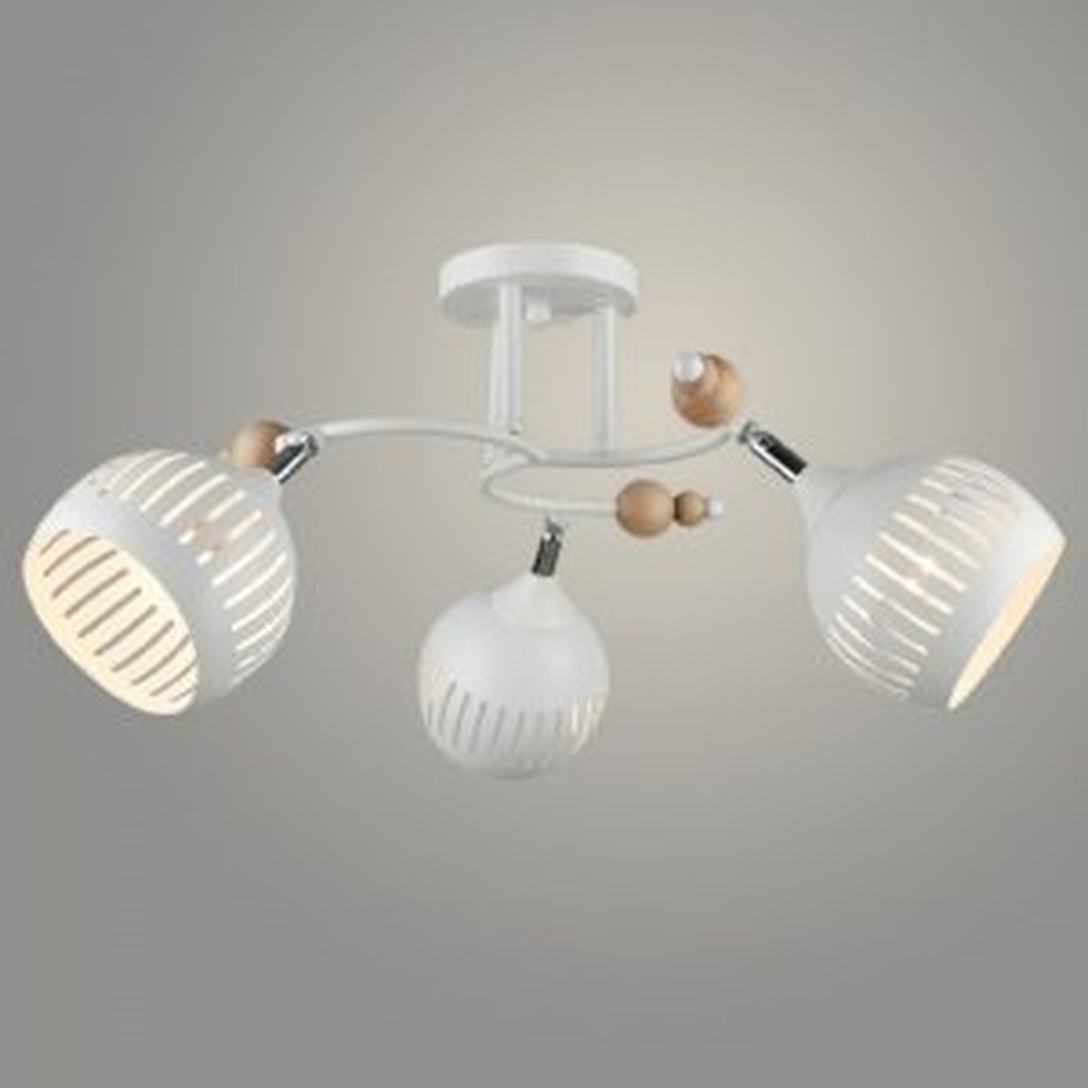 Люстра N5675/3 WT+WOOD белый/дерево 3x40W E27 d600 h240, QH23