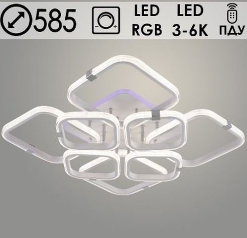 Люстра DK06355D/4+4A PR WT+CR белый/хром 200W+10W LED RGB 3000K-6000K d585 ПДУ диммер, HN2