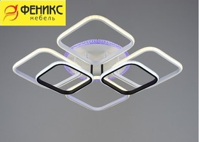 Люстра YH1048/6 WT+ВК белый/черный 2*84W+12W LED RGB 3000K-6000K d705 ПДУ диммер,24