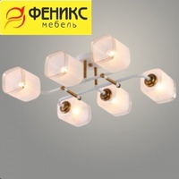 Люстра GH51004/6 WT+GD белый/золото 6х60W E27 d530 h170, KK23