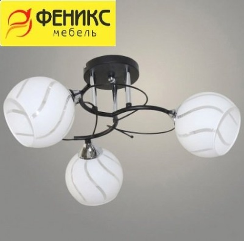 Люстра 11282-7/3 черный/хром НПБ 01-3х60-212 Е27 3x60W Е27 d443 h238, 100540533
